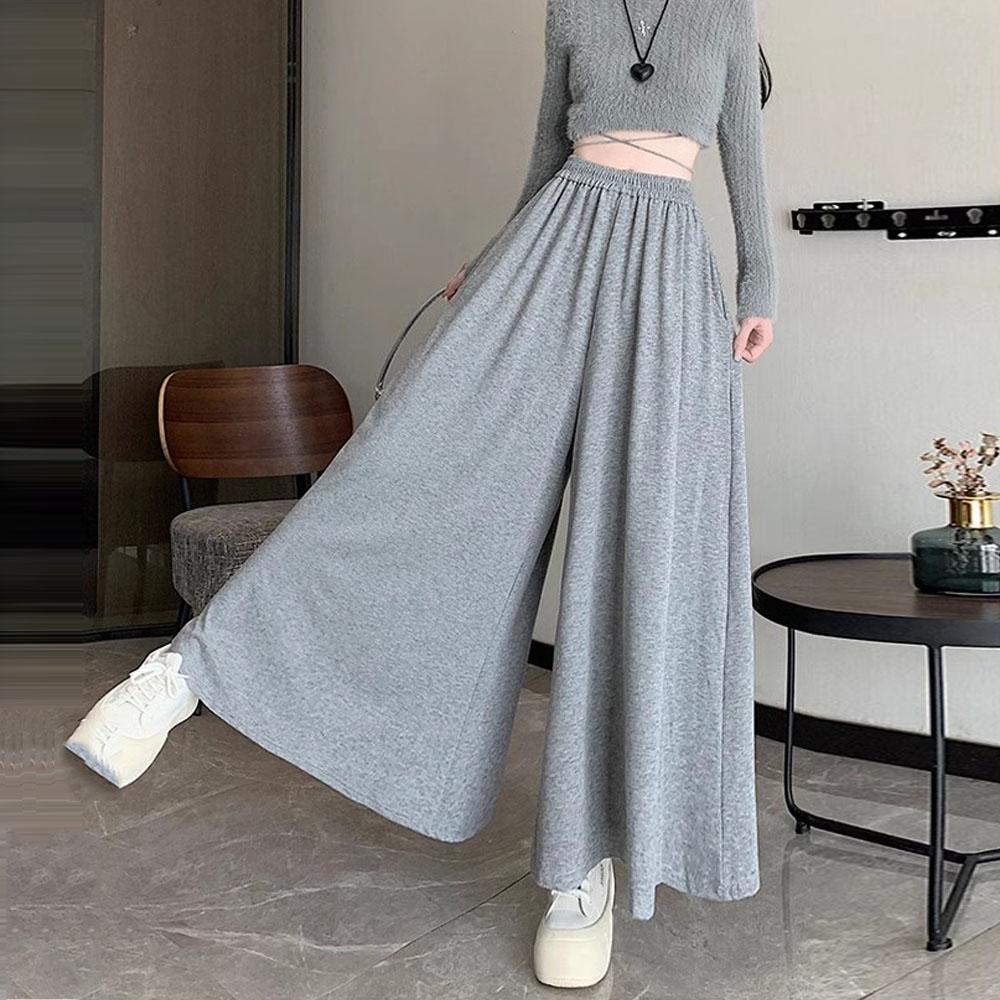 Women's Autumn Winter Clothes High Waist Wide Leg Pants Knit Long Dresss Skirts Pants For Women Trousers Streetwear