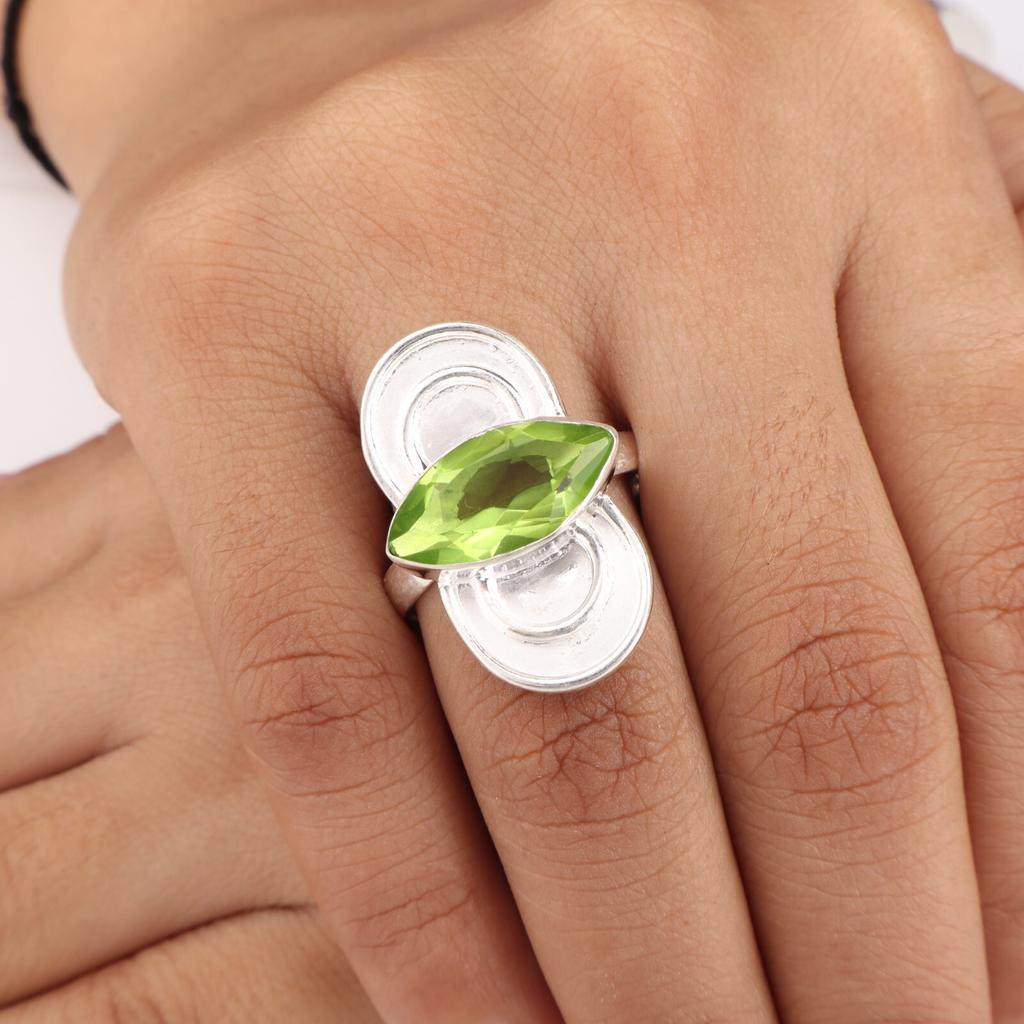 Peridot Gemstone 925 Sterling Silver Jewelry Handmade Ring For Engagement Gift RR-34-5
