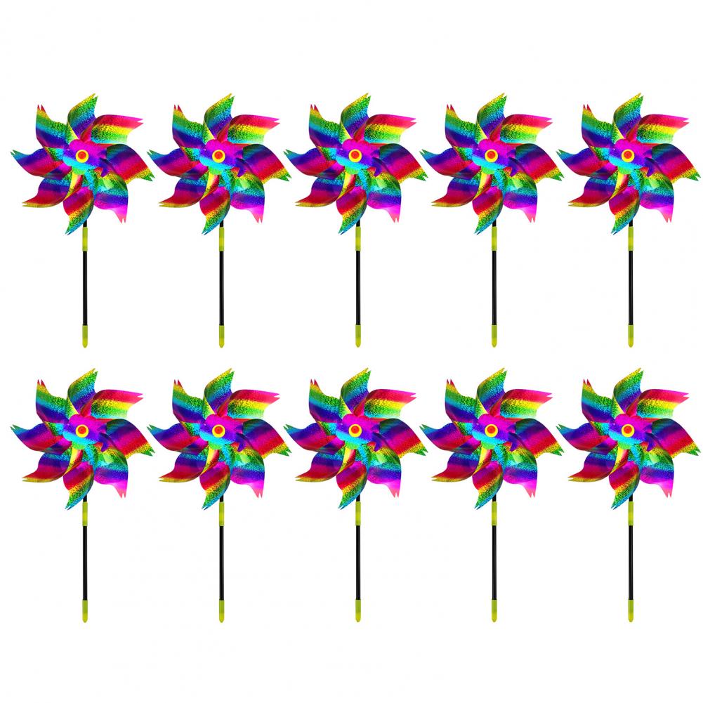 

10 Pcs Garden Spinner Scare Device 20.5 Tall Outside Reflective Wind Spinner Wind-driven PVC Reflective Pinwheel Yard Decor