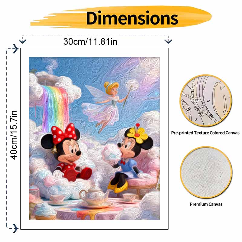 Disney Painting By Numbers Kit Fairy Rainbow Tea Party Hand Painting Home Decor