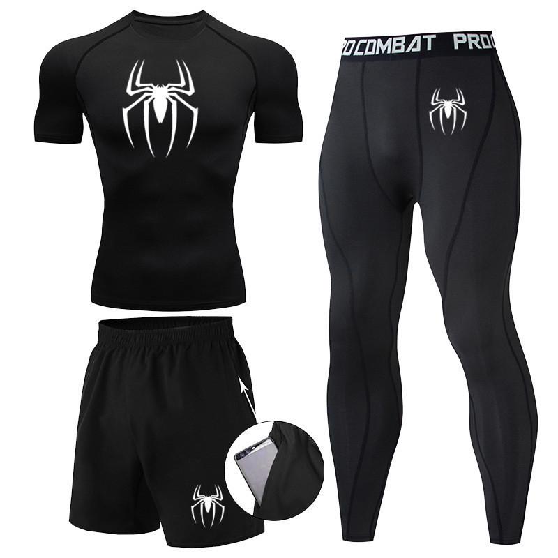 Men's Spider-Man Compression Three-Piece Quick-Dry Sports Suit