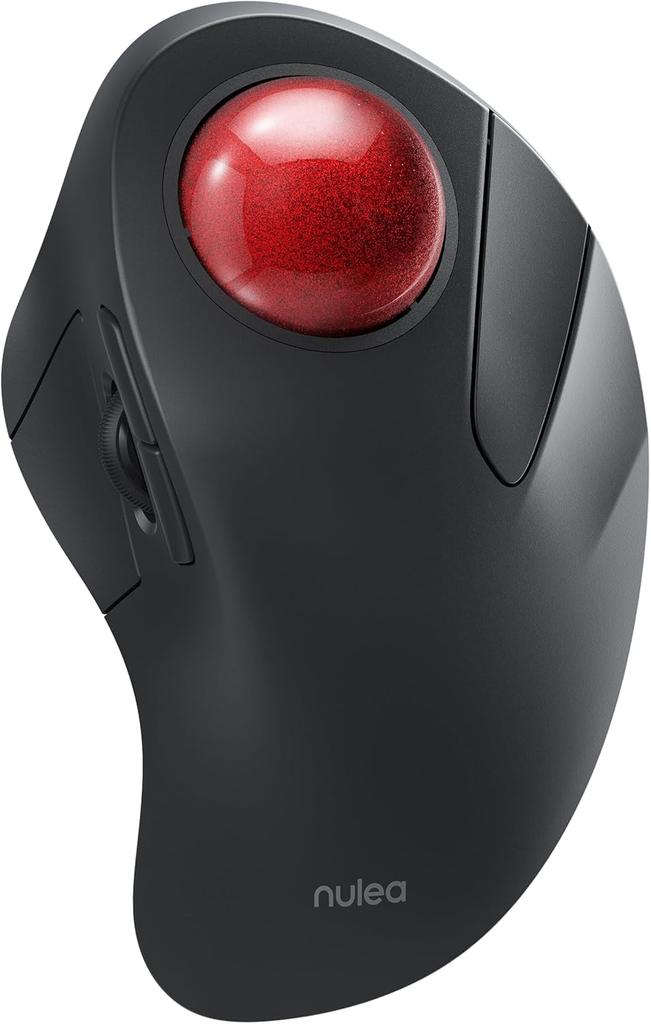 Nulea M505 Wireless Trackball DPI Precise and Smooth Index Finger Ergonomic Bluetooth and Compatible with and Red Mouse, 5-Level Adjustment,