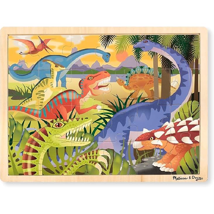 Деревянная пазл-головоломка Melissa & Doug «Сафари на африканских равнинах» с поддоном для хранения (24 шт.) Dinosaurs