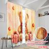 2pcs,2D Plane Printing Pattern Curtains Cute Teddy Bear Snow Winter Polyester (without Rod) Decorations For Home for Bedroom,