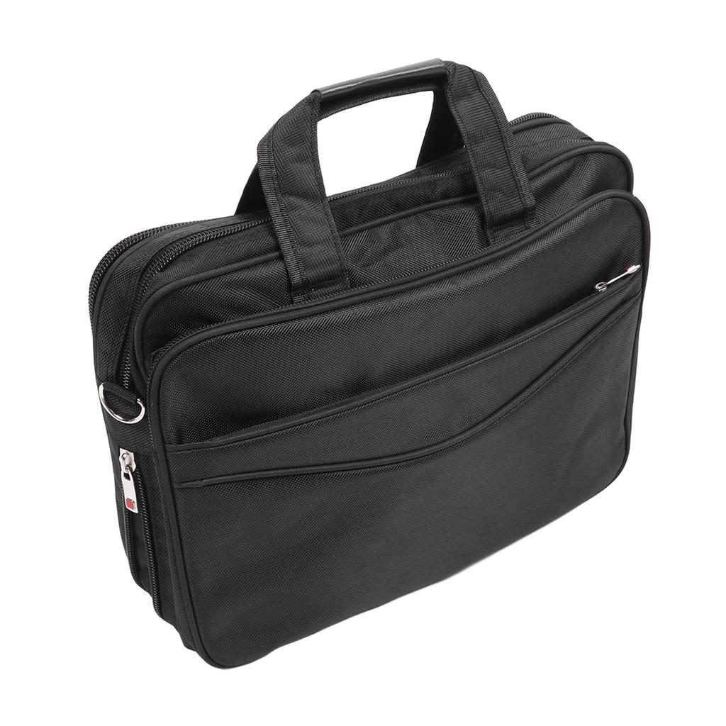 Czarna 15-calowa torba na ramię na laptop biznesowy do biura, podróży, wodoodporna, rozszerzalna, teczka na laptopa Czarna 15-calowa