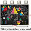 One 2D Flat Banner, In a Blackboard Style, Featuring Elements of Mathematics and Science. Background Decoration.