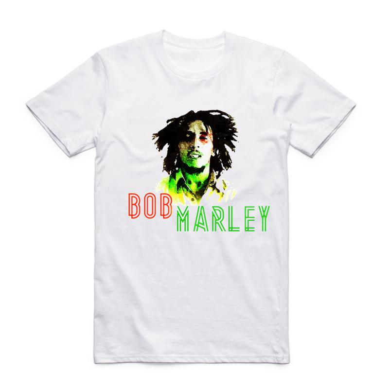 Fashion Men Print Bob Marley Reggae Rastafari Tshirt Oneck Short Sleeve Rasta Rastafarian 420 Weed Unisex Top Tee T Shirt