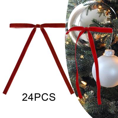 24 Pieces Christmas Ribbon Bows Set ,Velvet Tree Bows, Wreath
