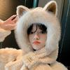 Cute Fox Ears Plush Hat Scarf Integrated Autumn and Winter New Warm Ear Protection Cute Cold Women