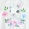 Toddler Girls Bunny and Flower Print Easter Costume O-neck Fringed Hem T-shirt and Flare Pants Clothes Set