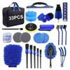 33pcs Car Interior Cleaning Brush Set For Air Outlet Tire Rim Drill Brush Sponges Auto Interior Dirt Dust Cleaning Tool