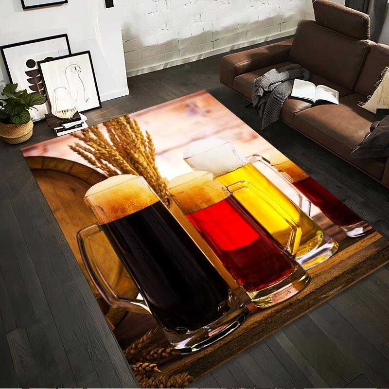 

Beer Mugs on Rustic Table with Wheat and Barrel Background1Warm Tones Decor Rug Suitable for use as an anti-slip1 for1room and bedroom sofas 40x60cm( 15x23in )
