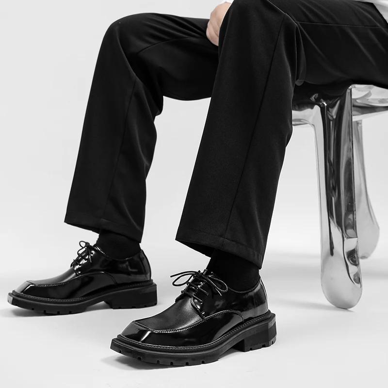 Brand de modă Pantofi Brogue Negri Noi Bărbați Platformă Clasică Oxford Pantofi de Gală Bărbați Încălțăminte Retro din Piele Patentată Pantofi de Petrecere cu Glezna Joasă