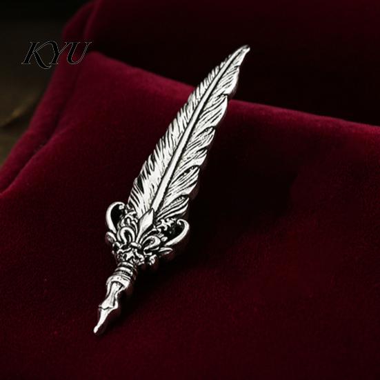 Accessorio da bavero da uomo 1/2 pezzi Spilla con piuma vintage per uomo, Gioielli in lega color argento, Spilla decorativa retrò per colletto di camicia, Badge decorativo per abiti, borse, cappelli, sciarpe, abiti