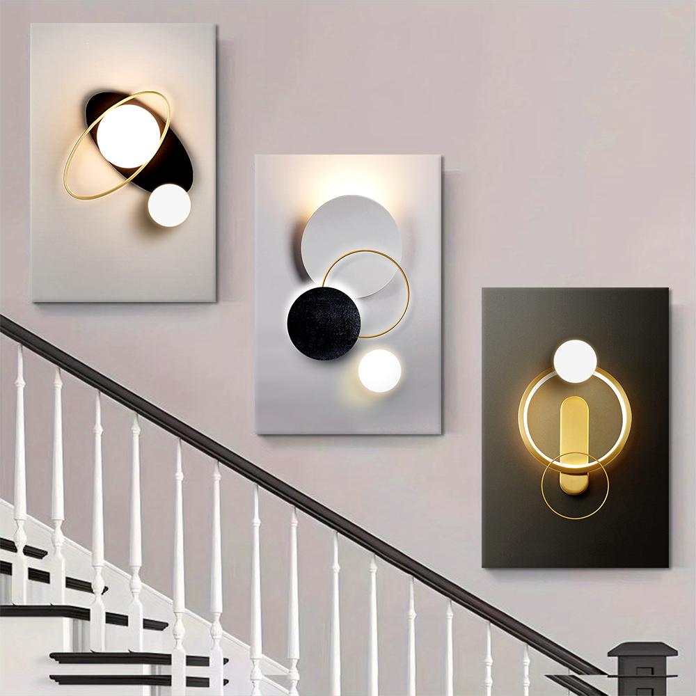 3 pezzi di tele decorative luminose a LED, design minimalista moderno, design creativo ad anello planetario, soggiorno, camera da letto, ingresso