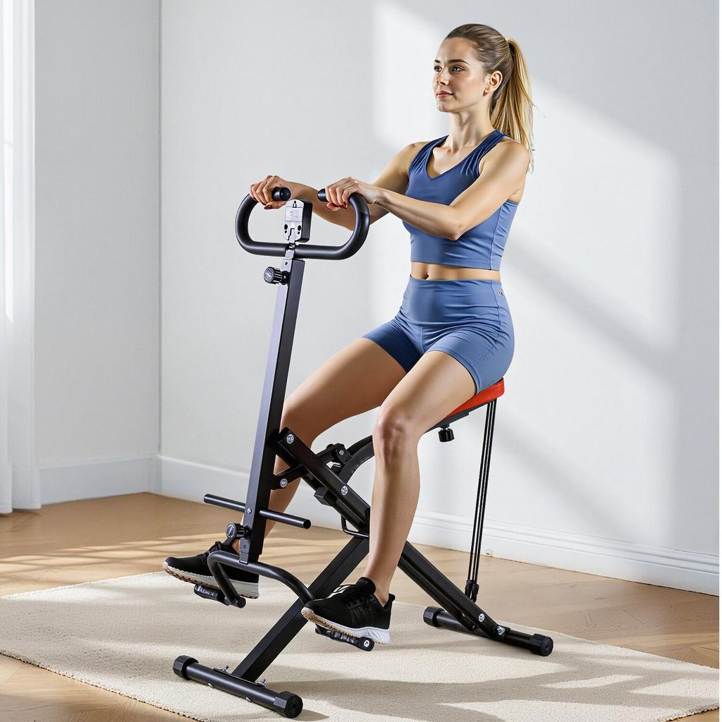 Squat Machine, Deep Squat Rowing Machine for Home, Easy Setup & Foldable Exercise Equipment, Glute Trainer Machine with 3 High-Strength Resistance
