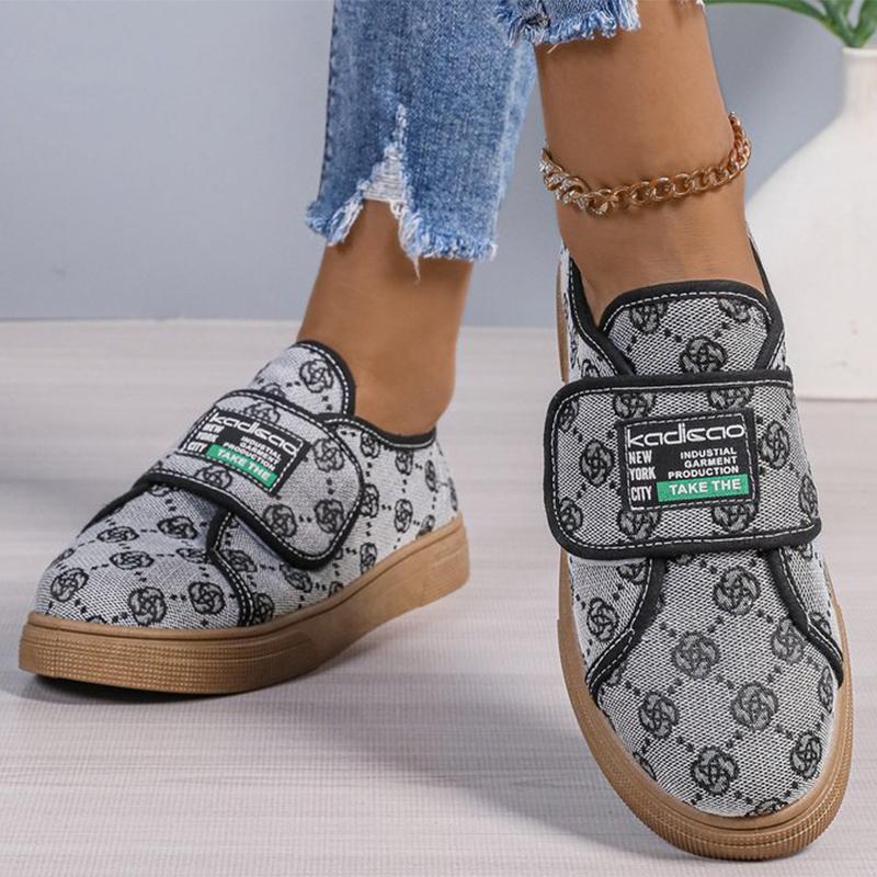 Módní Retro Květinová Výšivka Tenisky Dámské Suchý zip Černé Baleríny Boty pro Ženu Jaro Podzim Svrchní Oblečení Lehké Vycházkové Boty Mujer