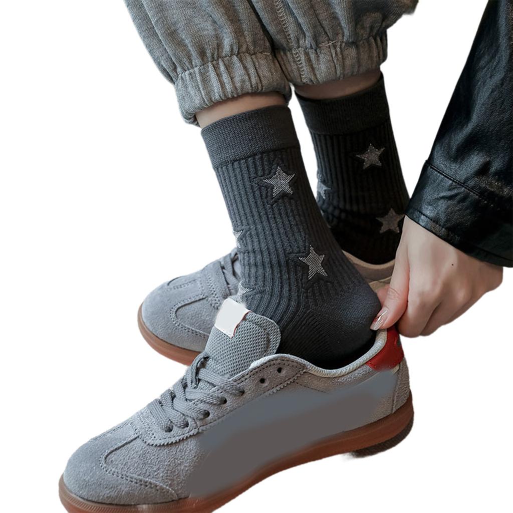 Japanese Fashion Star Pattern Socks Women College Style School Girls Crew Socks Casual Streetwear Middle Tube Socks