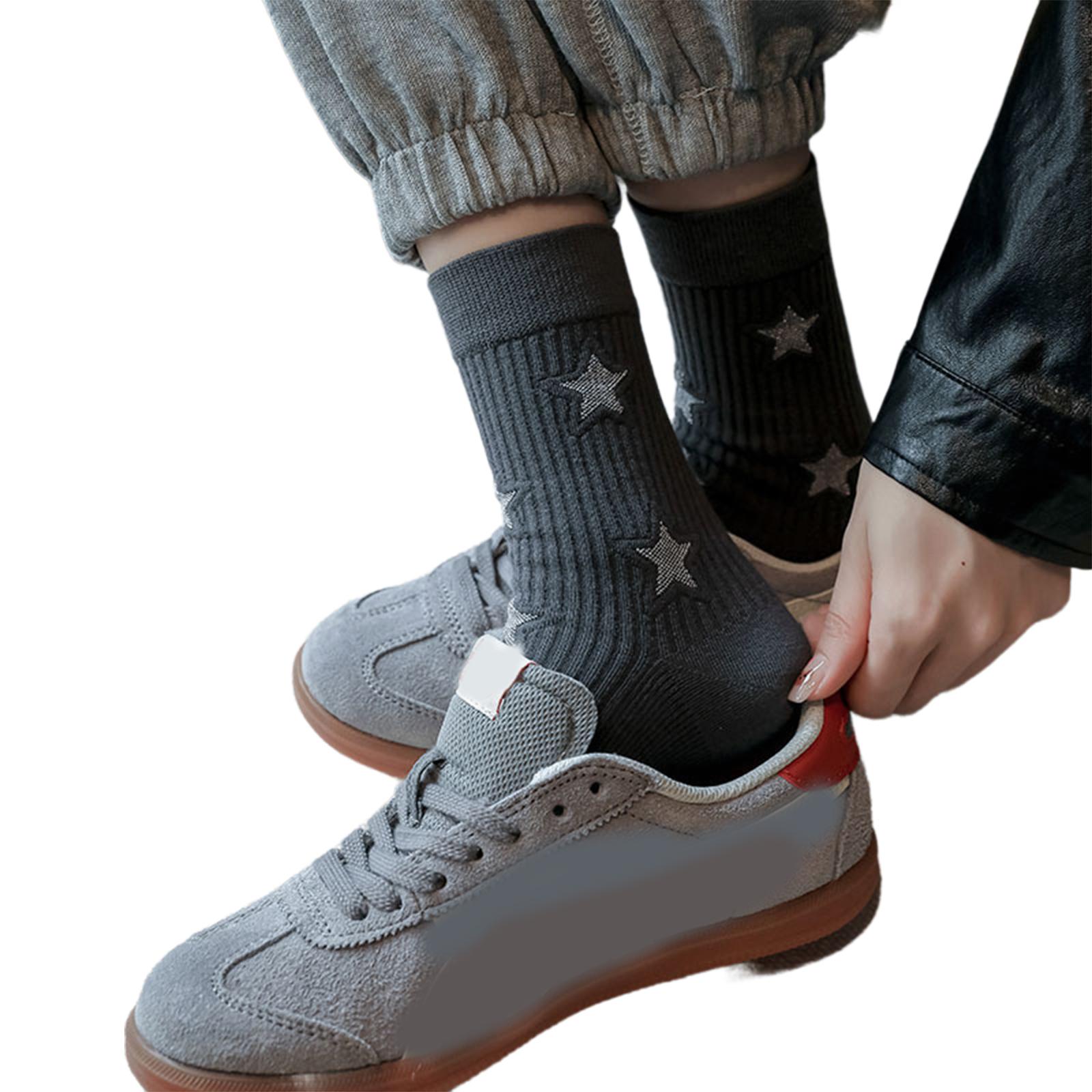 Japanese Fashion Star Pattern Socks Women College Style School Girls Crew Socks Casual Streetwear Middle Tube Socks