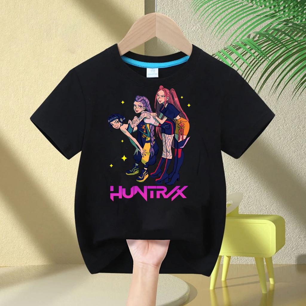 KPop Devil Hunter Print Fashion Casual Top 2025 Movie Round-neck Cartoon Girl and Boy T-shirt Casual Girl Clothing