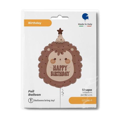 Balon Foliowy Brązowy Słodki Jeż Sweet Hedgehog Birthday 45X61Cm