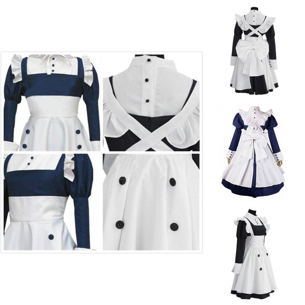 Exquisite Black Butler Mey Rin Cosplay Costume Dress With Beautiful Apron Design