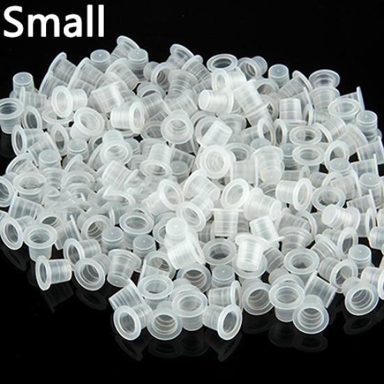 100Pcs Small Medium Large Clear White Plastic Tattoo Ink Cups Holder Supplies