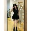 Black Sexy Backless Fake Two-piece Lace Dress Women's Summer 2026 New French Pure Desire Sleeveless Neck Skirt