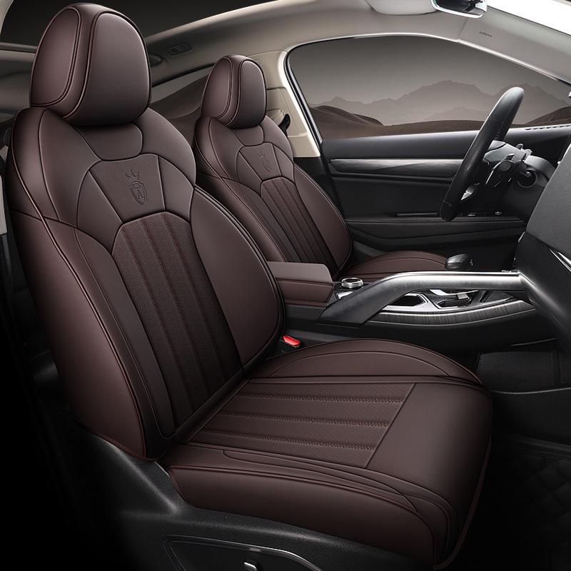 Durable, easy-clean leather steering wheel cover and seat cushion set for Geely Bin Yue.