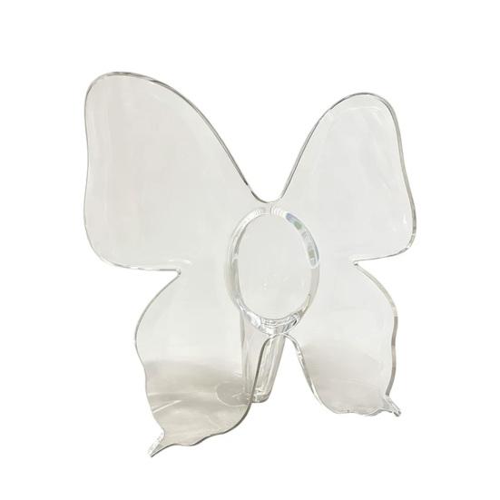 Clear Butterfly Acrylic Vase Minimalist Butterfly Shaped Decorative Flower Vase for Desktop Bookshelf Bedroom Wedding Housewarming Women Gift