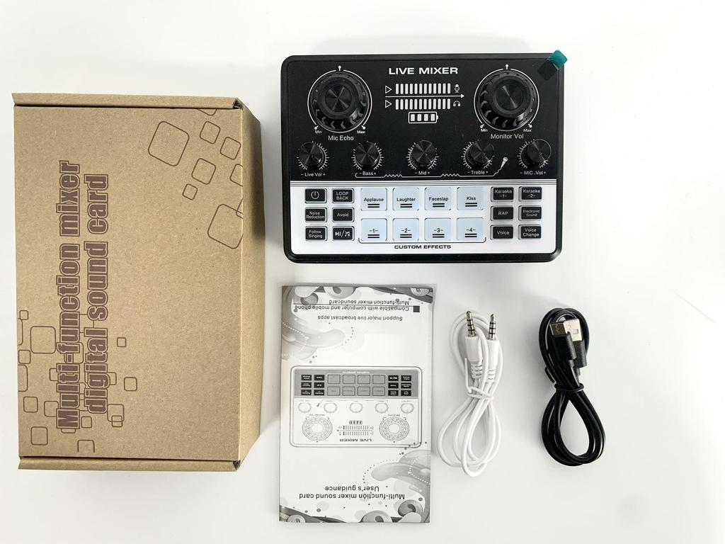 F998 Sound Card & Microphone Set with Type-C Adapter for Mobile Recording, Streaming, and Podcasting