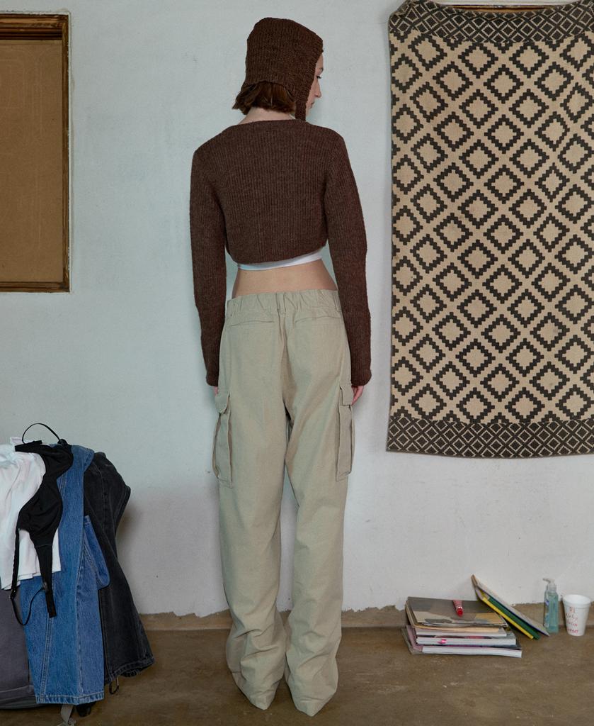 Aopt Strap Cropped Cardigan - Brown