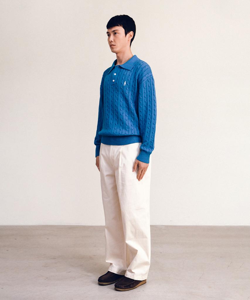 YALE Heritage Dan Cable Polo Knit_Black