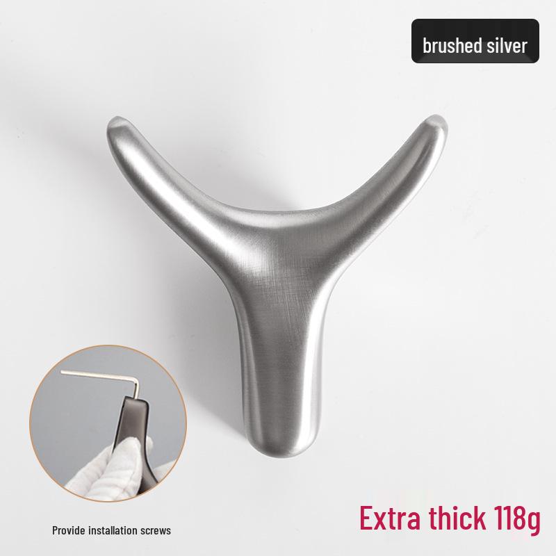 Nordic Creative Zinc Alloy Ox Horn Wall-Mounted Coat Hook for Bathroom, Kitchen, or Entryway.