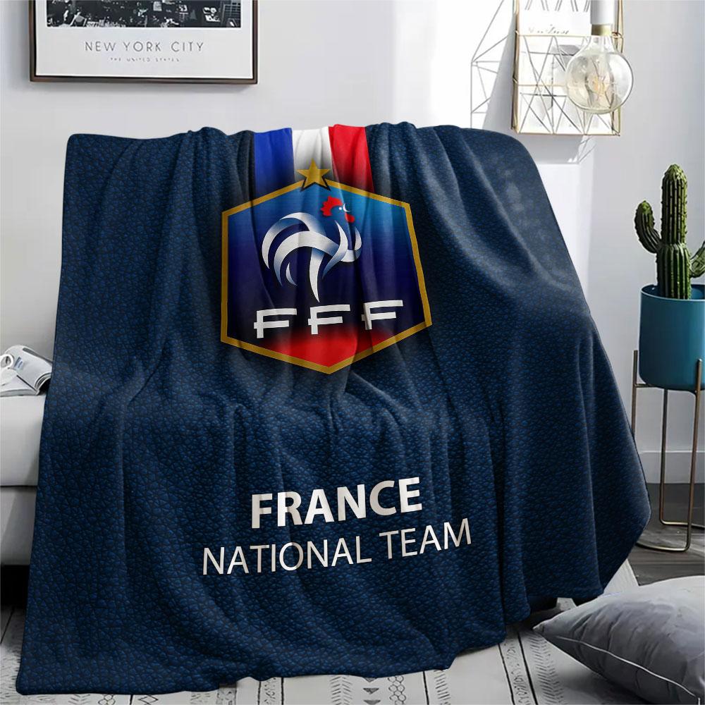 1PC France National Football Team Patterned Flannel Blanket Suitable For All Seasons for Home Decor Warmth and Comfort Gifts Holiday Present