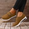 Thick Sole Belt Buckle Loafers for Women – Spring/Autumn New Round Toe Casual Large-Size Footwear