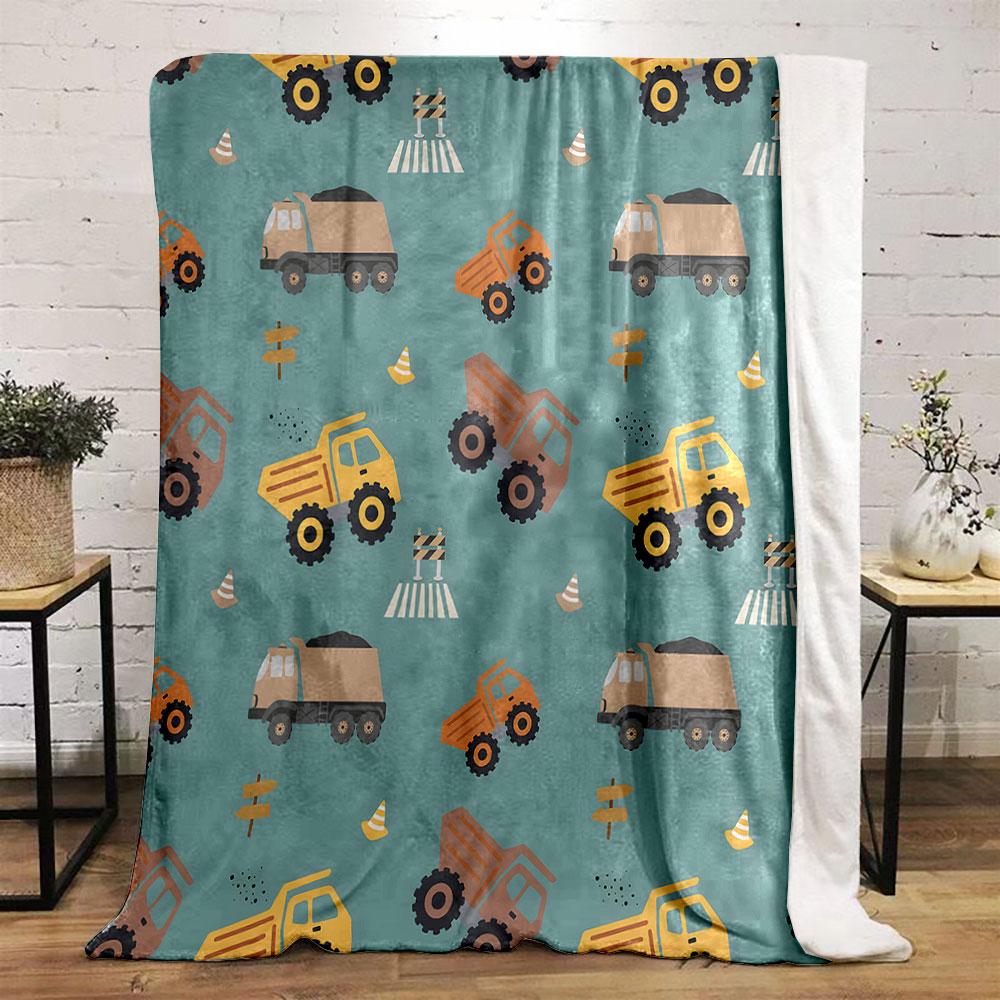 Construction Trucks Pattern Print Blanket Soft and Cozy Perfect for the Living Room Bed Sofa or a Nap,gift