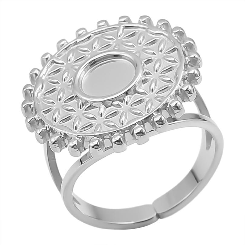 Geometria Semplice Moda Acciaio Inossidabile Anelli Aperti Per Donne Uomini Accessori Colore Argento Cuore Sole Rotondo Base Vuota Fai da Te Anillos