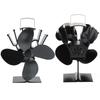 Heat Powered 4 Blade Fireplace Stove Fan Wood Log Burner Fan for Home Heat Circulation