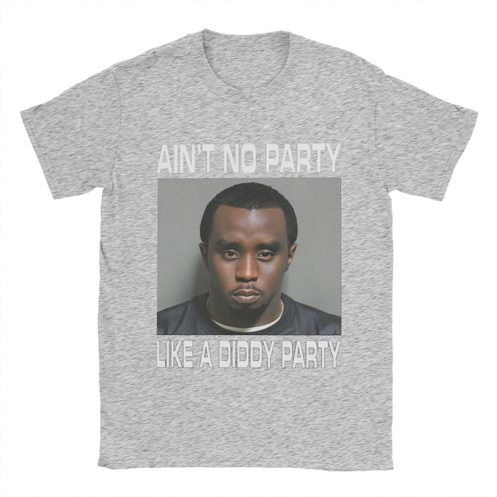 Men's Retro Aint No Party Like a Diddy Party T Shirt Clothes Funny Short Sleeve Crewneck Tee Shirt Summer T-Shirts