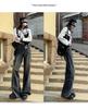 Cement Grey Retro Wide-Leg Micro Flare High-Waist Jeans for Women - Trendy Slimming Loose Fit, Spring/Autumn