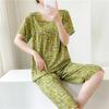 New cotton and silk pajamas women's summer thin two-piece set short-sleeved rayon cotton silk cute loose large size loungewear
