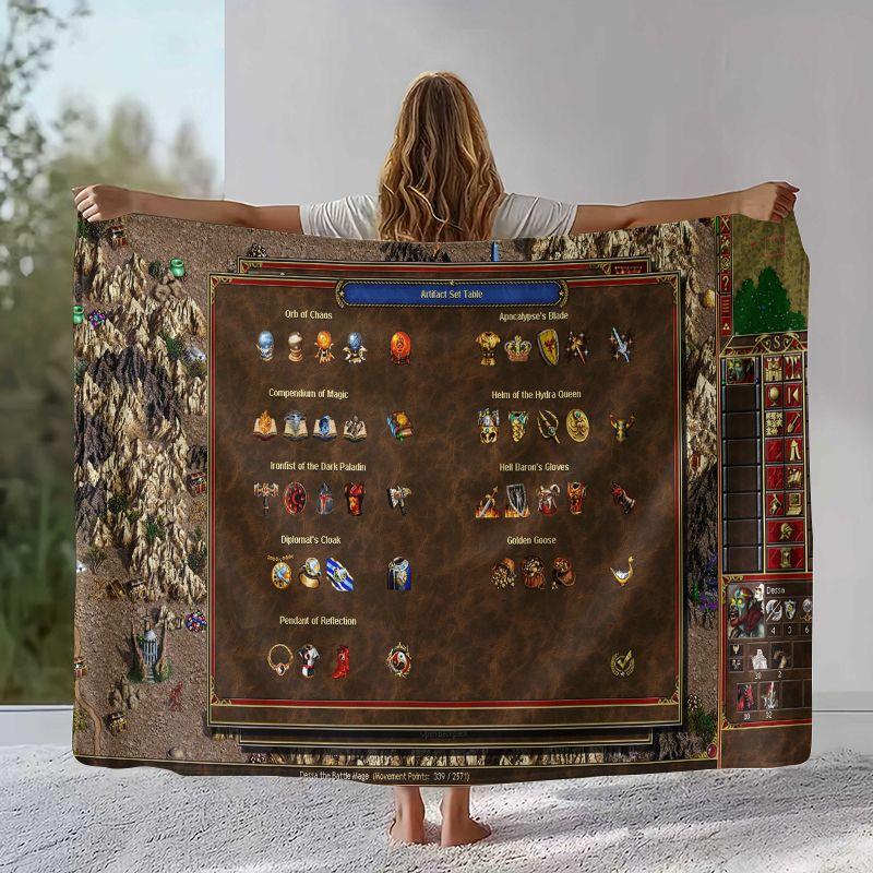 Classic Game Heroes of Might and Magic Map Flannel Blanket,Soft Plush Throw for Home Bedroom Bed Sofa Cover Camping Picnic gift