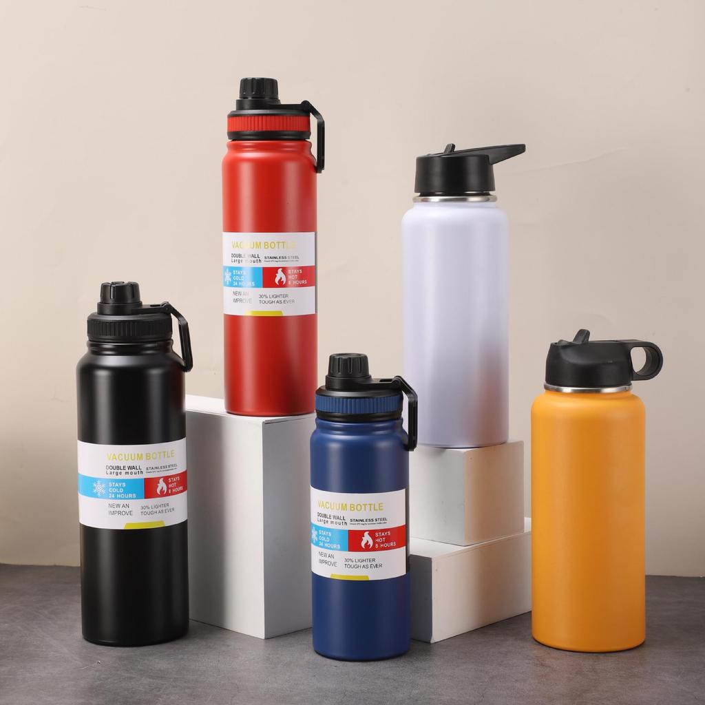 304 Stainless Steel Portable Outdoor Thermos with Handle - American Style, Large Capacity Car Water Bottle