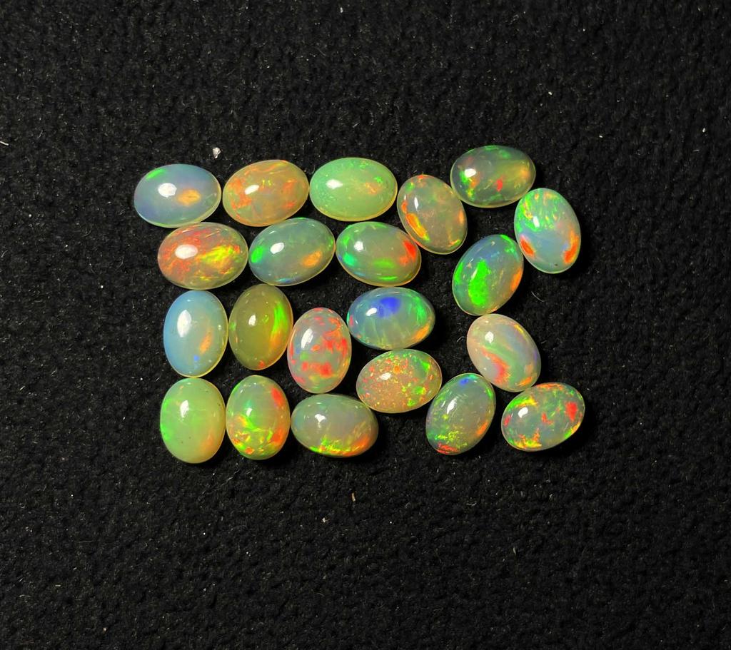 Natural Multi Fire Ethiopian Opal Oval Cabochon Loose Gemstone Lot 50 Pcs 6*8 MM Opal Cabochon Gemstone For Jewelry Making