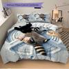 3pcs Anime Raccoon Snowman Comforter Set - Includes One Quilt Cover and Two Pillowcases (No Core) - Perfect for Bedroom and Guest Room Decoration