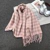 Korean Style High End Plaid Tassel Simple Scarf for Women Autumn and Winter Warm Shawl Fashion Imitation Cashmere Scarf