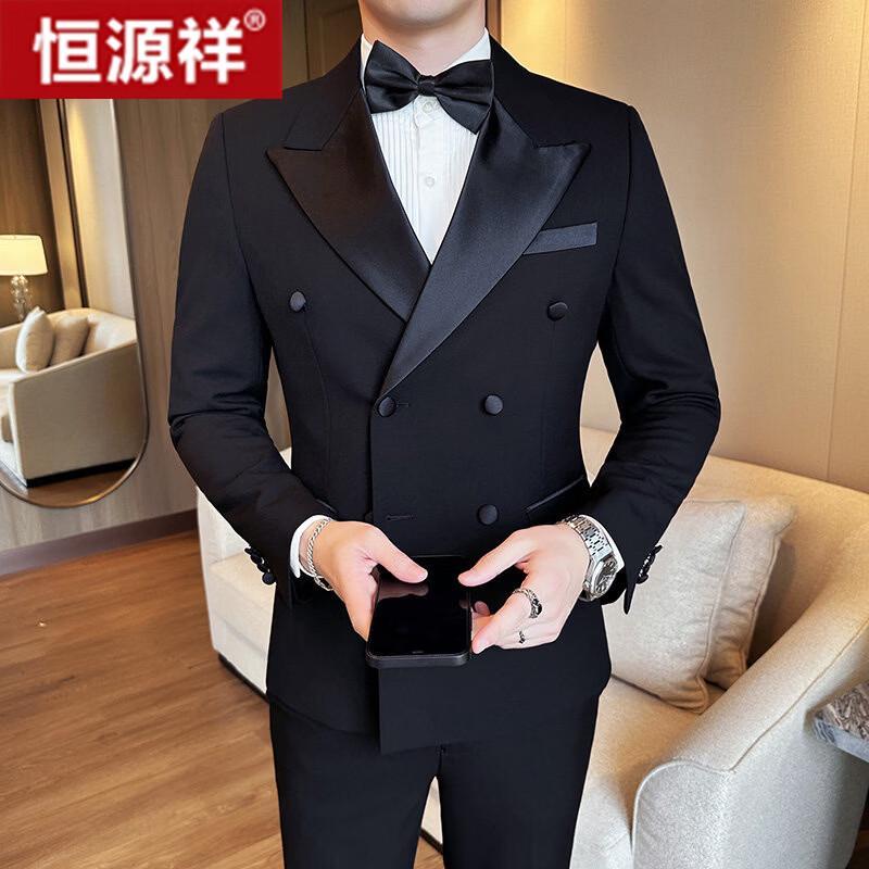 Hengyuanxiang Lyocell Wool Double-breasted Tuxedo Suit 3XL