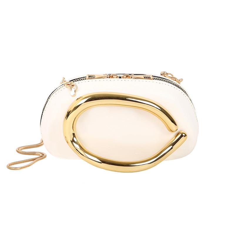 Ein Schulter Handtasche Damen einfarbig große Kapazität Damen neu trendig Metallgriff personalisierte Dinner Kette