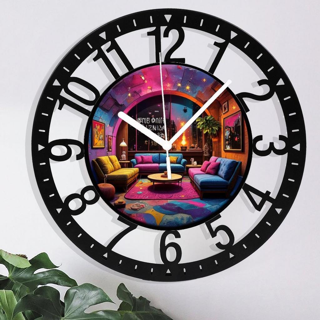 25cm Circular Iron Wall Clock with a Golden Ratio Rectangle
